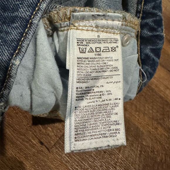 Old Navy Extra High Rise Sky-Hi Wide-Leg Jeans Blue Size 8 Frayed Hem READ - Picture 9 of 11